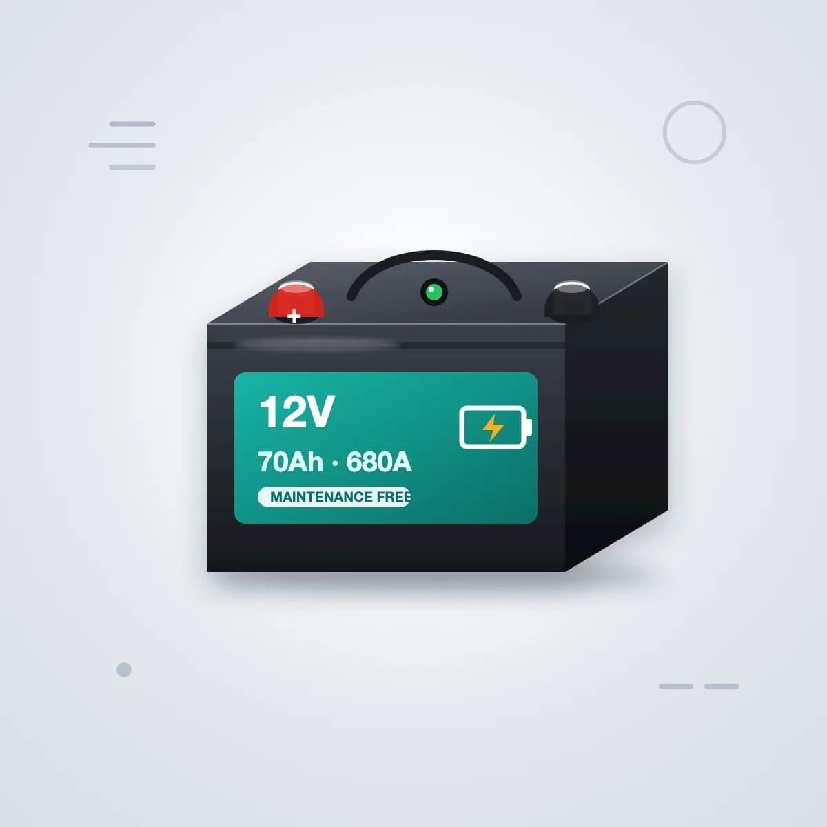 بتری موتر ۱۲ ولت ۷۰ آمپر، بی‌نیاز از آب
